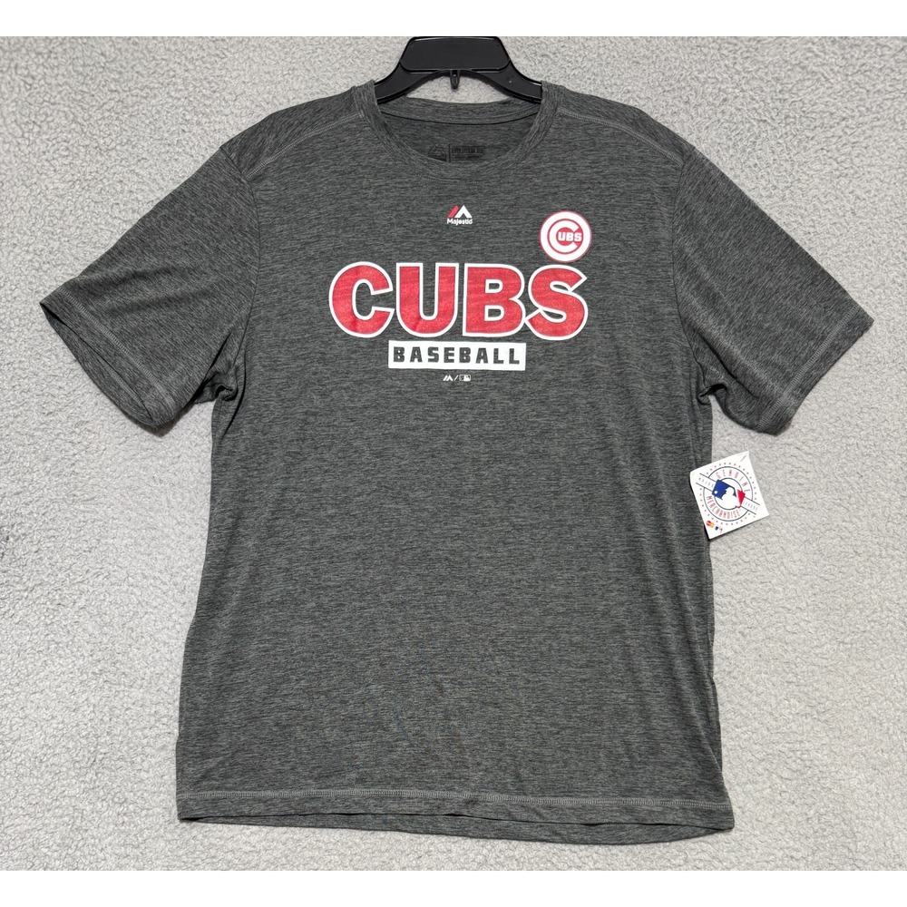 Majestic Evolution Tee Cool Base Chicago Cubs Gray T shirt Mens Large NEW